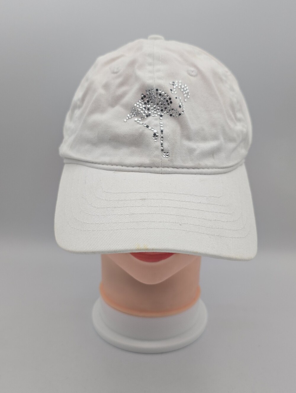 Palm Island Rhinestone Flamingo White Adjustable Strapback Hat